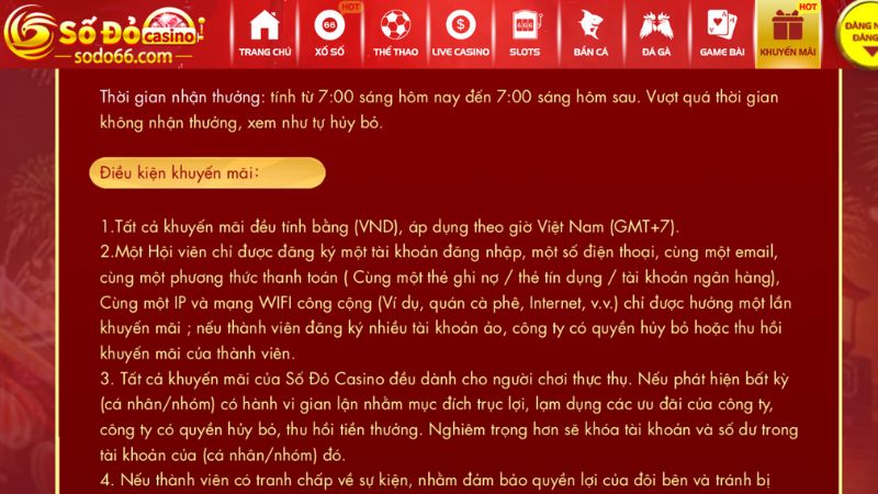 Điều kiện tham gia khuyến mãi