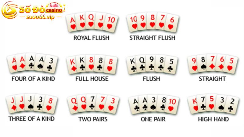 Các thứ hạng trong Poker Texas Hold’em Sodo66
